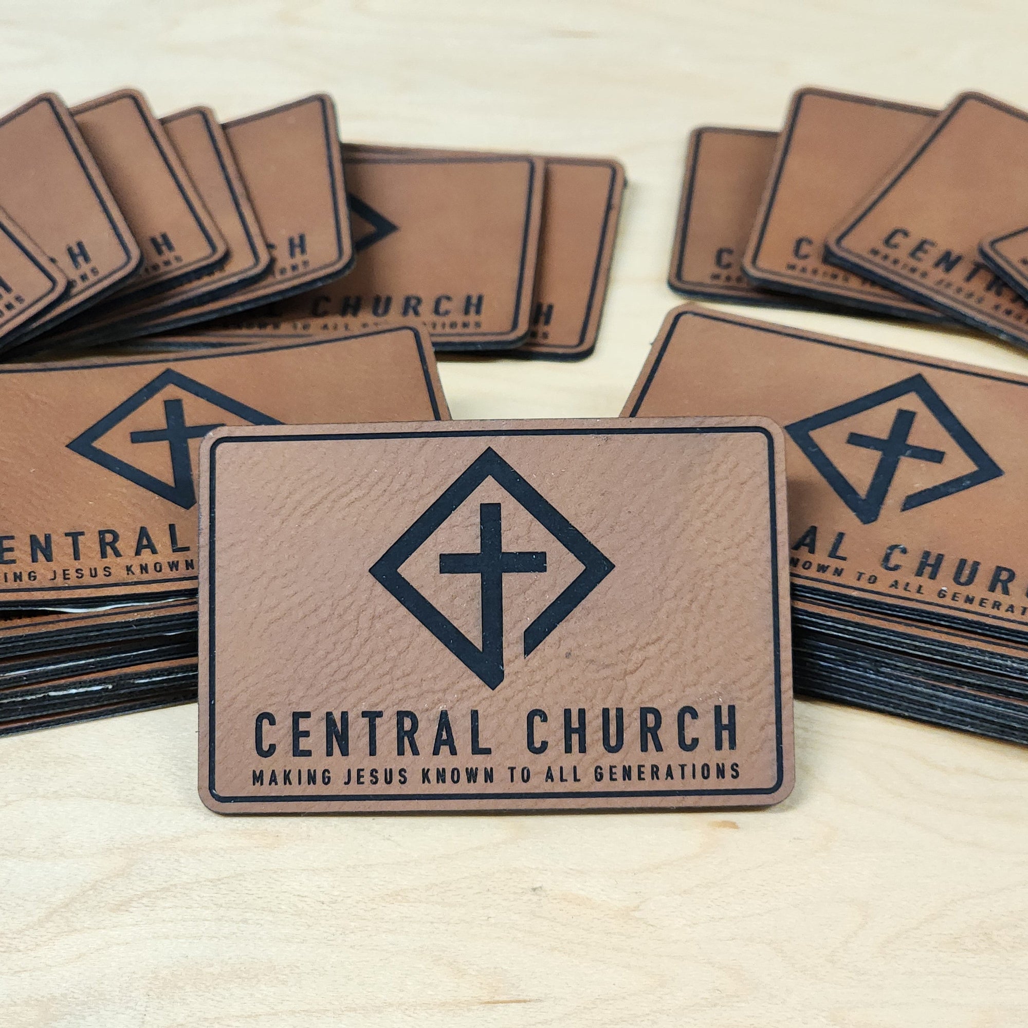 Custom Laser Engraved Leather or Acrylic Patches - Wholesale Packages KC